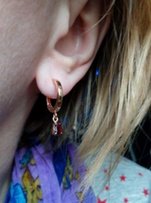Серьги с натуральными гранатами из красного золота 585 пробы - Киев