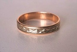 Золотое кольцо 585 проба, + белое золото, р. 20, как обручальное - Днепр