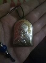 Посеребренная иконка на две стороны, в машину, детскую коляску - Александрия