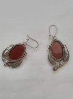 Серьги мельхиоровые с сердоликом (винтаж) - Киев