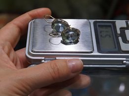 Серьги серебряные с александритами, 875 проба, СССР - Славянск