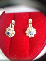 Сережки золотые золоті 585 с сапфирами 0,2ct 3,6г - Львов