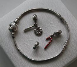 Pandora браслет + 3 шарма + подарок серебряная брошь и бижутерия - Кременчуг
