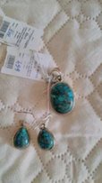 Серебряный комплект с голубой медной бирюзой - Киев