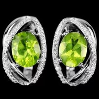 Серьги серебряные с натуральным изумрудом опалом перидотом ларимаром - Запорожье