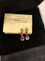Золотые серьги 585 пробы с аметистами. Вес 4.28 - Киев