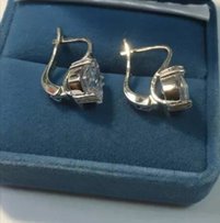 Серебряные серьги с крупными фианитами - Киев