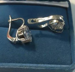 Серебряные серьги с крупными фианитами - Киев
