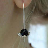 Серебряные серьги с натуральными камнями - Белая Церковь
